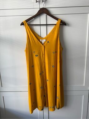 POPSUGAR Yellow Floral Button Front Swing Dress XL